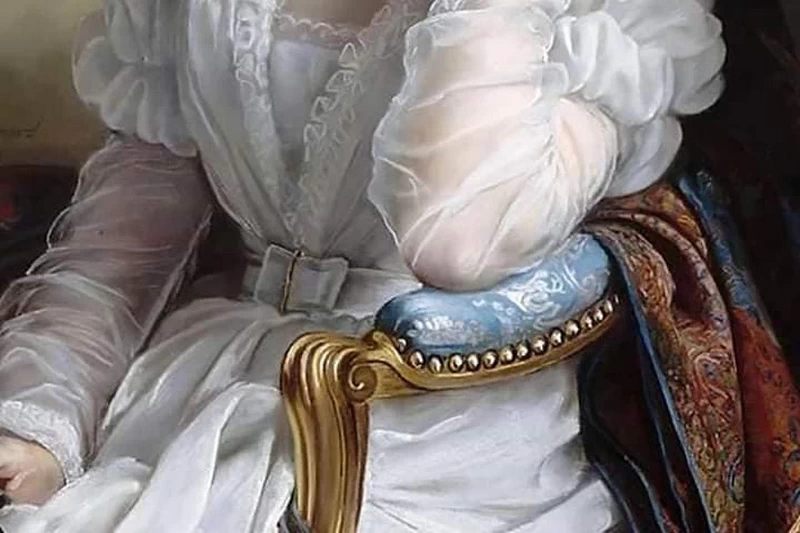 Léon Riesener - Ritratto di Madame Léon Riesener nata Laure Peytouraud, Musée Eugène Delacroix, Paris, dettaglio